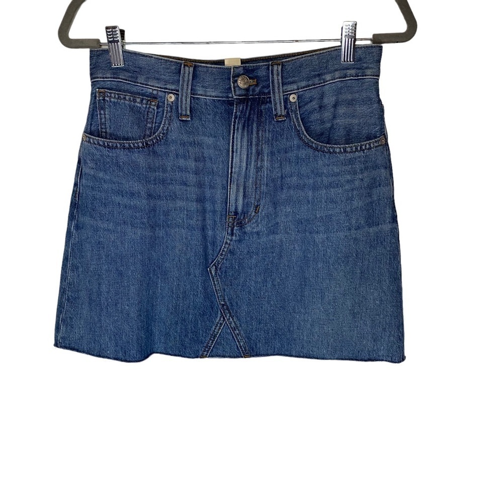 Madewell Rigid Denim A-Line Mini Skirt in Lakeline Wash Eco Edition 27